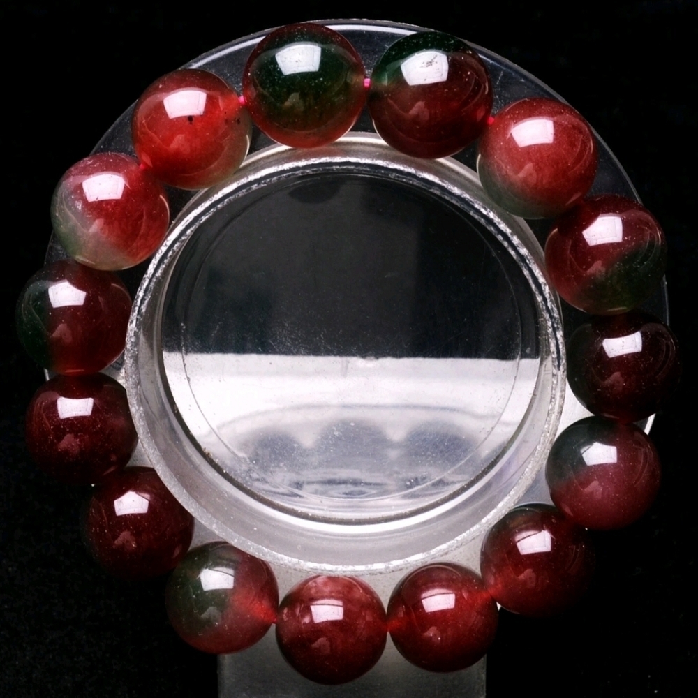 13.5mm Natural Watermelon Tourmaline Quartz Crystal Gemstone Bangle Bracelet NEW